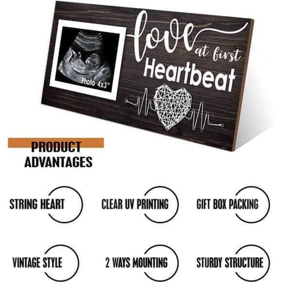 Ultrasound Picture Frame - Love at First Heartbeat Sonogram Photo Frame 4x3 " - Picture 5 of 7